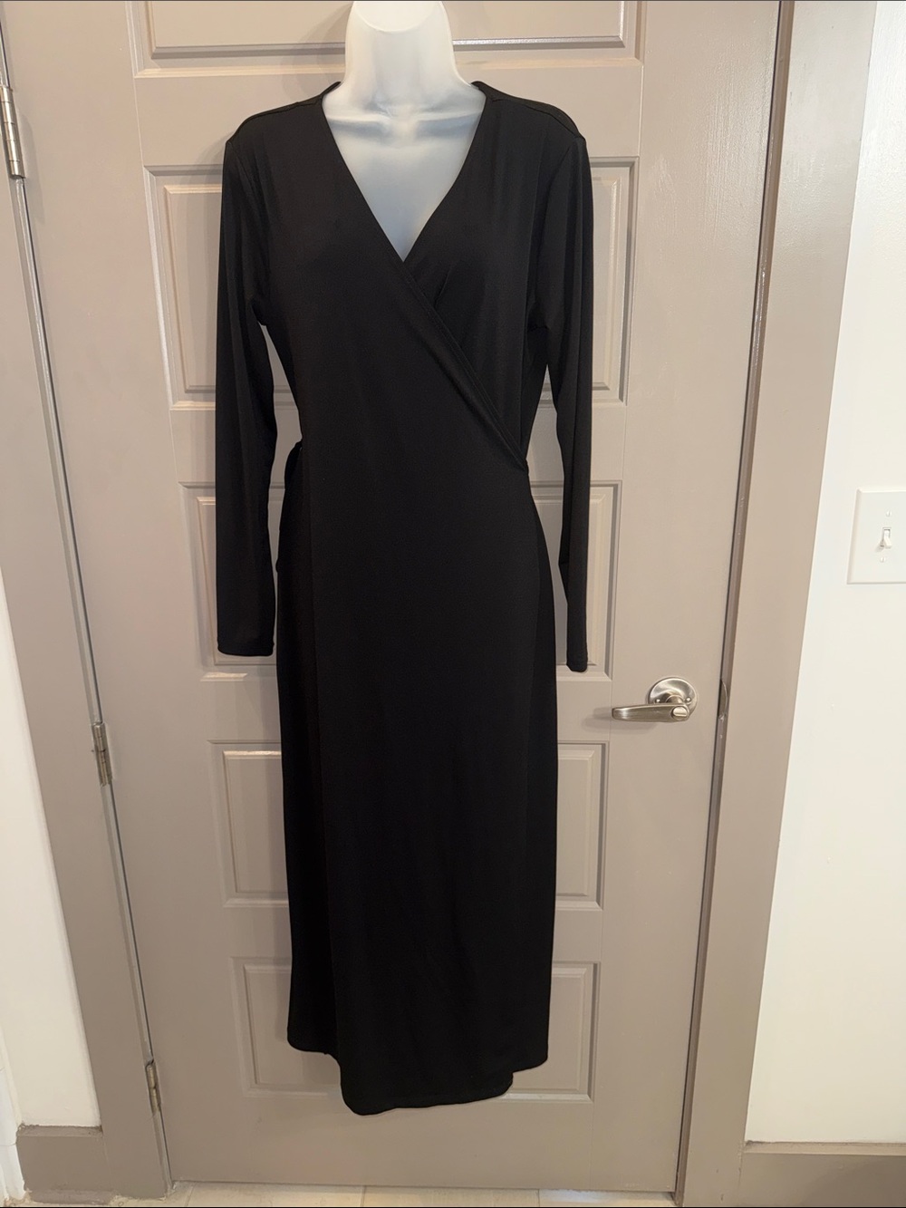 H&M Black Long Sleeve Wrap maxi Dress
